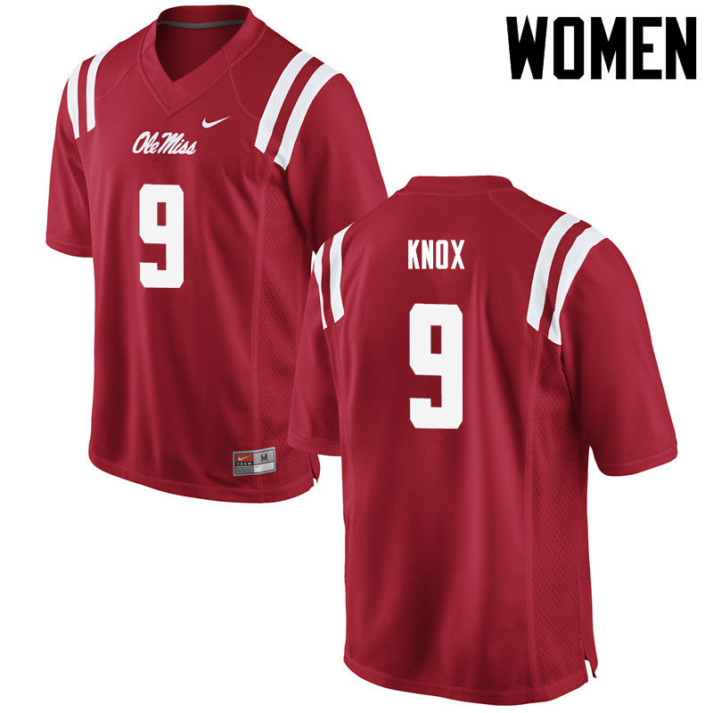Dawson Knox Ole Miss Rebels NCAA Women's Red #9 Stitched Limited College Football Jersey GUN2158AU